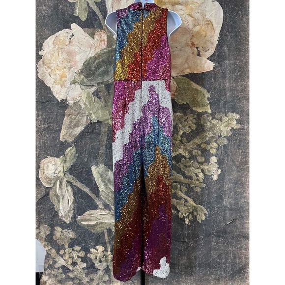 New Anthropologie Hutch Abstract Sequin Jumpsuit Size Medium - Picture 4 of 9